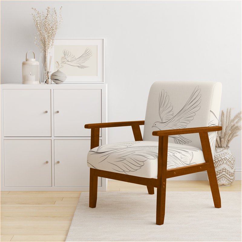 Chaise rembourrée Dove, Accoudoirs carrés bruns