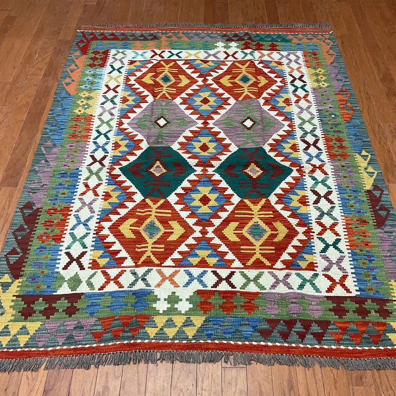 Tapis unique rouge 5 pi x 6 pi 7 po One-of-a-Kind