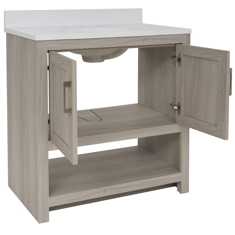 Stovall 30 Inch Vanity With Mirror, Sandstone