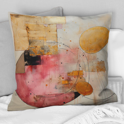 Coussin décoratif à imprimé géométrique abstrait Golden Hue Horizons