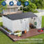 Remise de jardin 12 po x 10 pi en métal galvanisé avec fenêtre escamotable, lumière DEL, panneau perforé, évents, portes verrouillables