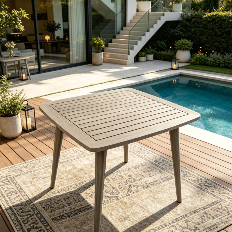 Table de salle à manger carrée en bois d'acacia, Grey
