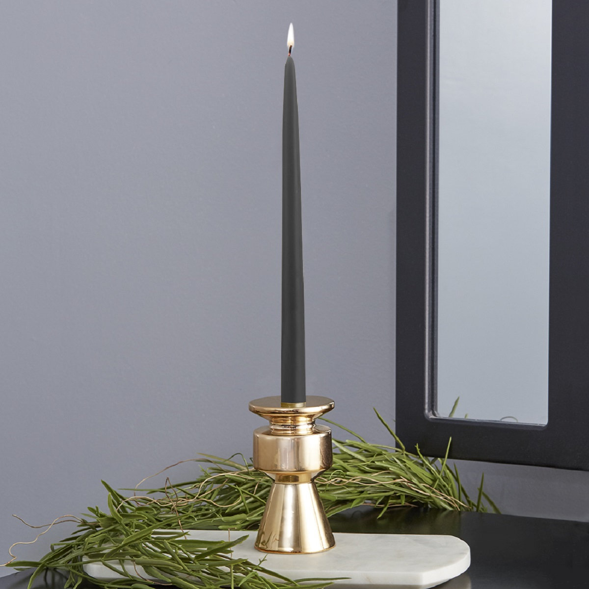 12 Piece Unscented Taper Candle Set, 12" H x 0.88" W x 0.88" D, Stone