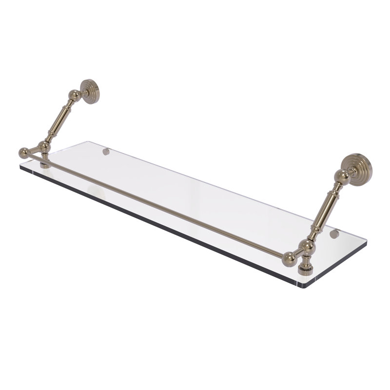 Tablette flottante avec barre de galerie hertzler, Étain antique, H 7,3 po x l 30 po x P 8,6 po