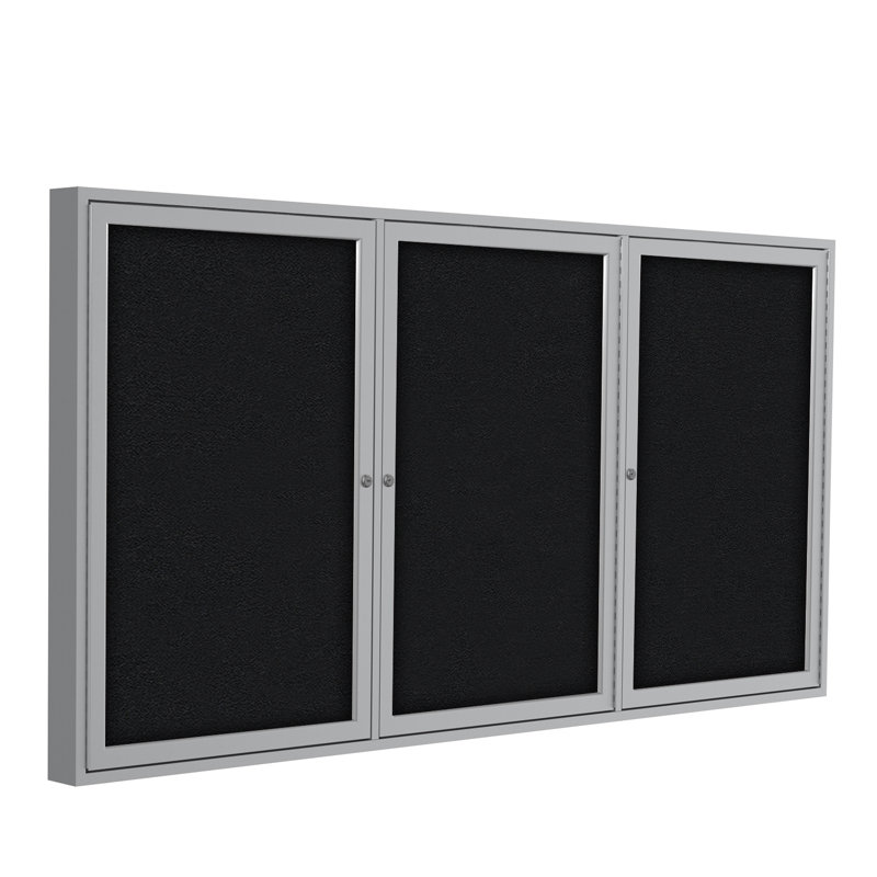 Tableaux d’affichage à 3 portes en tissu clos ghent, Noir, H 4 pi x l 6 pi, Bronze