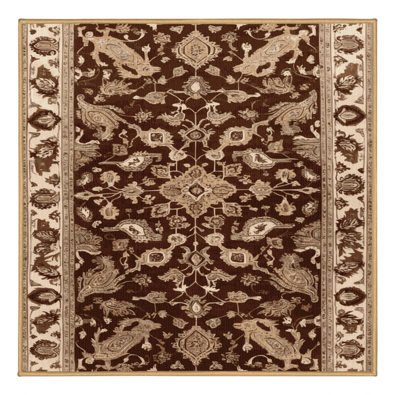 Machine Washable Persian Brown Area Rug, Square 8'
