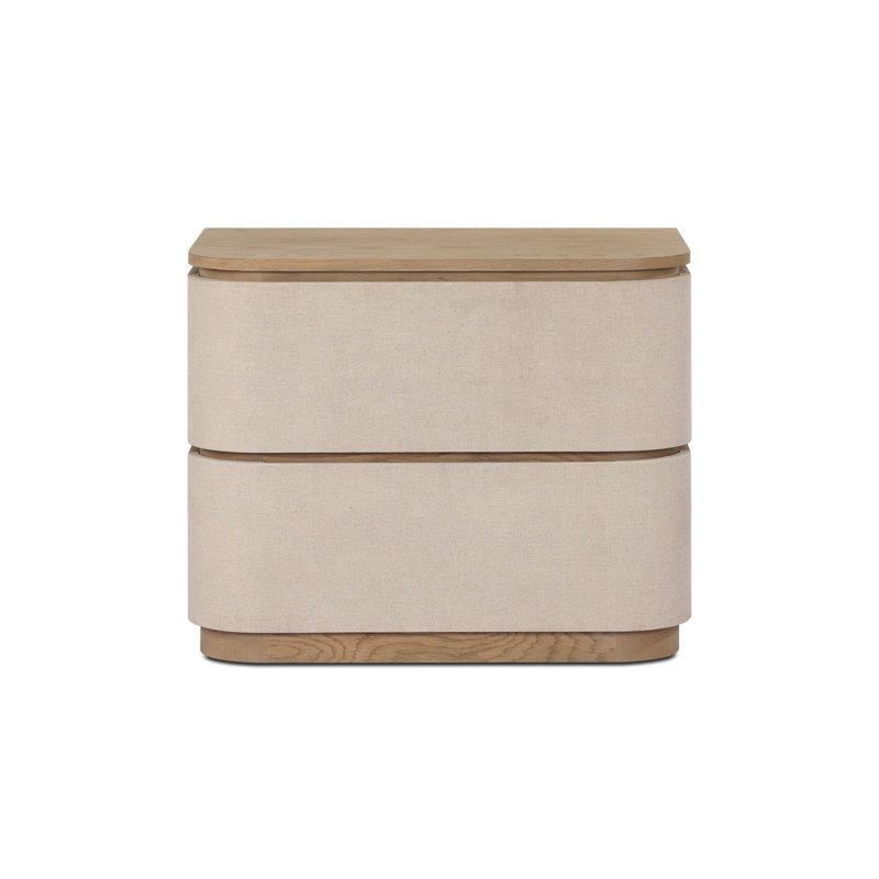 Mariella Nightstand-Beige Painted Linen