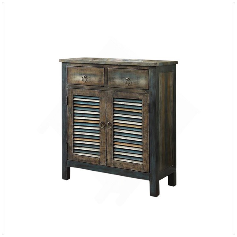 Armoire console en chêne et sarcelle Anqtique