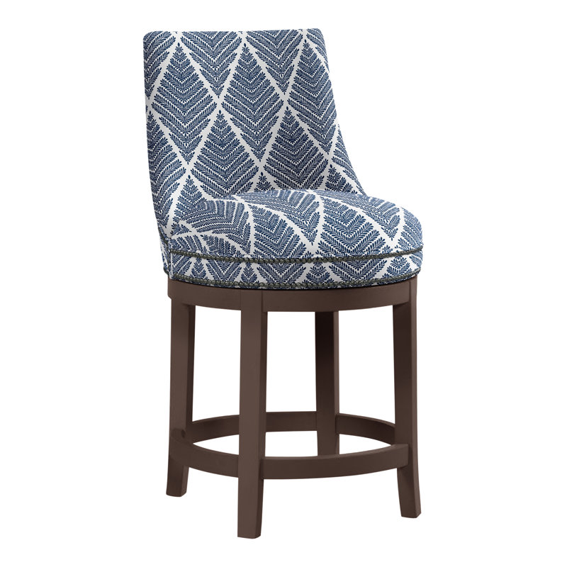 Vesper Upholstered Counter Stool with Solid Wood Frame, Tobacco, Perigold Emmeline Lapis