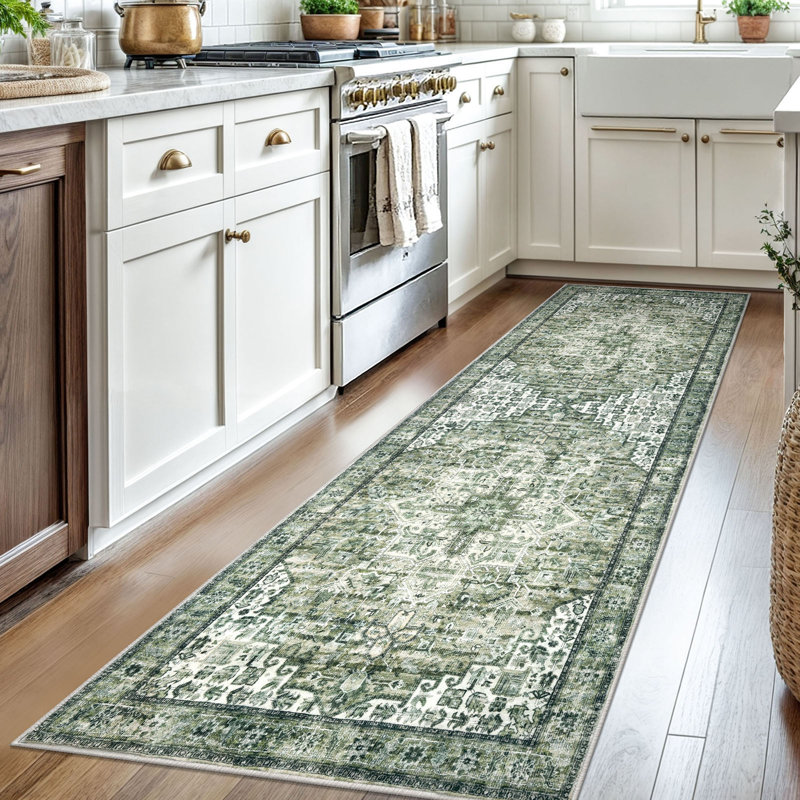 Tapis verts lavables antidérapants, Tapis de couloir 2 pi 7 po x 8 pi