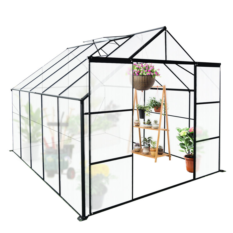 Serre en polycarbonate 8 x 10 pi pour la santé des plantes, arrangement flexible noir, 95.16" H x 121.63" W x 89.61" D