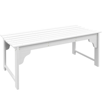 Banc en bois blanc avec assise à lattes pour jardins et terrasses extérieures. Chaises robustes et durables, structure en acier thermolaqué, peut supporter jusqu'à 120 kg.