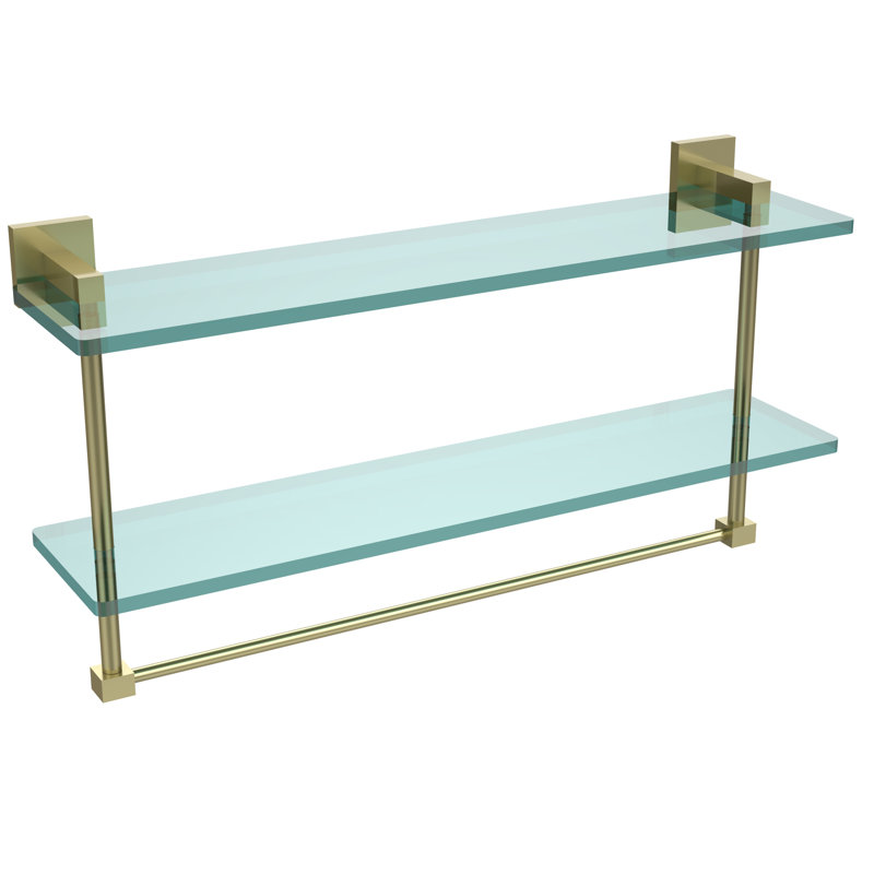 Haranu 2 Piece Tiered Shelf with Towel Bar, Satin Brass