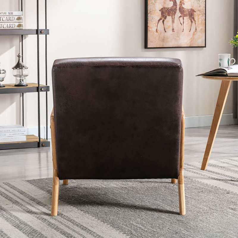 Chaise rembourrée en microfibre de style rétro, Microfibre brun foncé