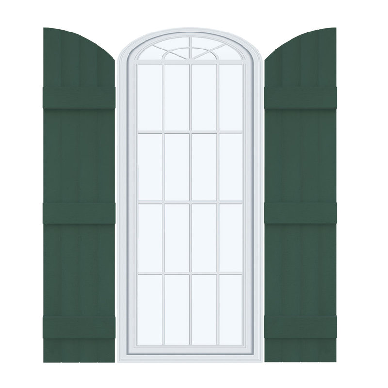 Vinyle de taille moyenne Mid-America à quatre planches jointes avec volets arqués, Vert forêt, 61 po