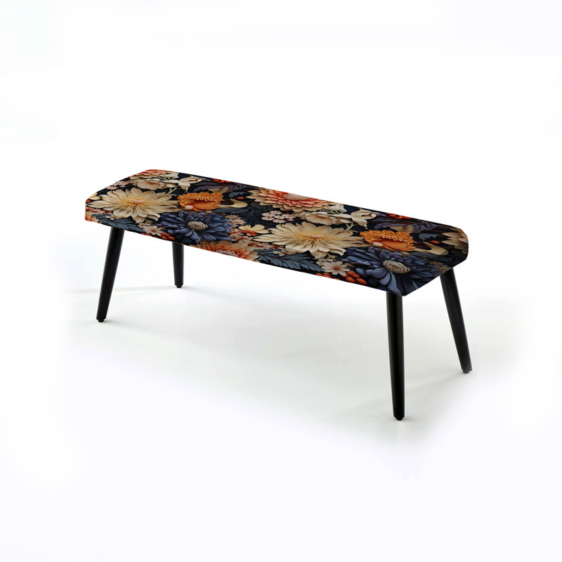 Tapisserie exotique - Motif bohème - Banc rembourré floral noir