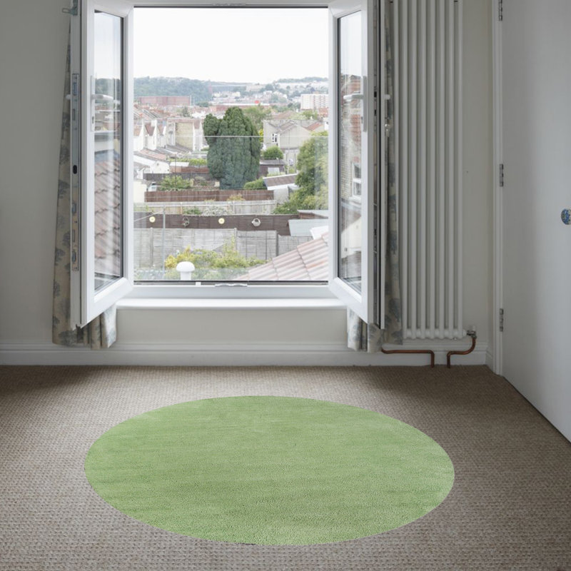 Tapis vert en polyester tissé à la main 6 pi x 6 pi vert