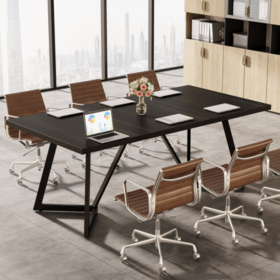 70.86" Conference Table, Modern Meeting Table With Metal Frame by Inbox Zero