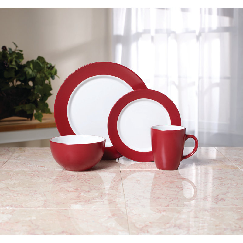 Service de table en grès 16 pièces Harmony, service pour 4, Rouge