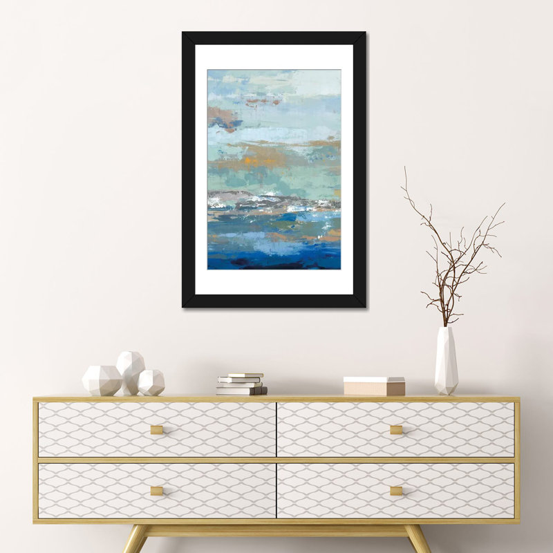 «Tall Wave», reproduction sur toile, H 26 po x l 18 po x P 1,5 po, Toile avec cadre noir, Blanc