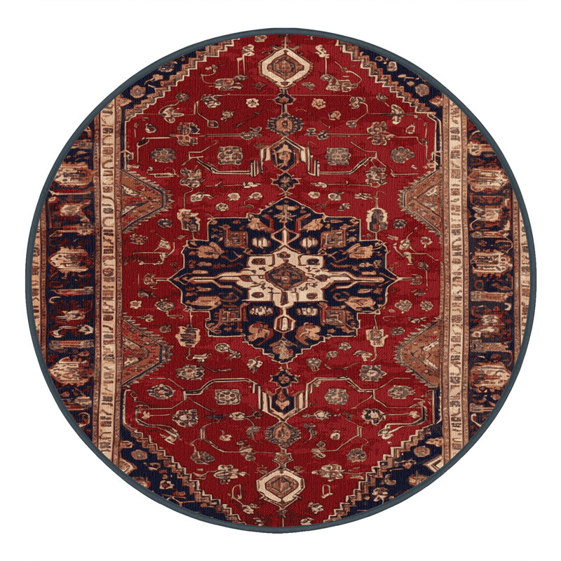Tapis brun lavable à la machine, Rond 5 pi