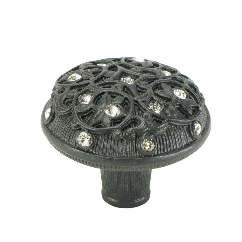 KNOB; LT. COLORADO TOPAZ CRYSTAL, Matte Black