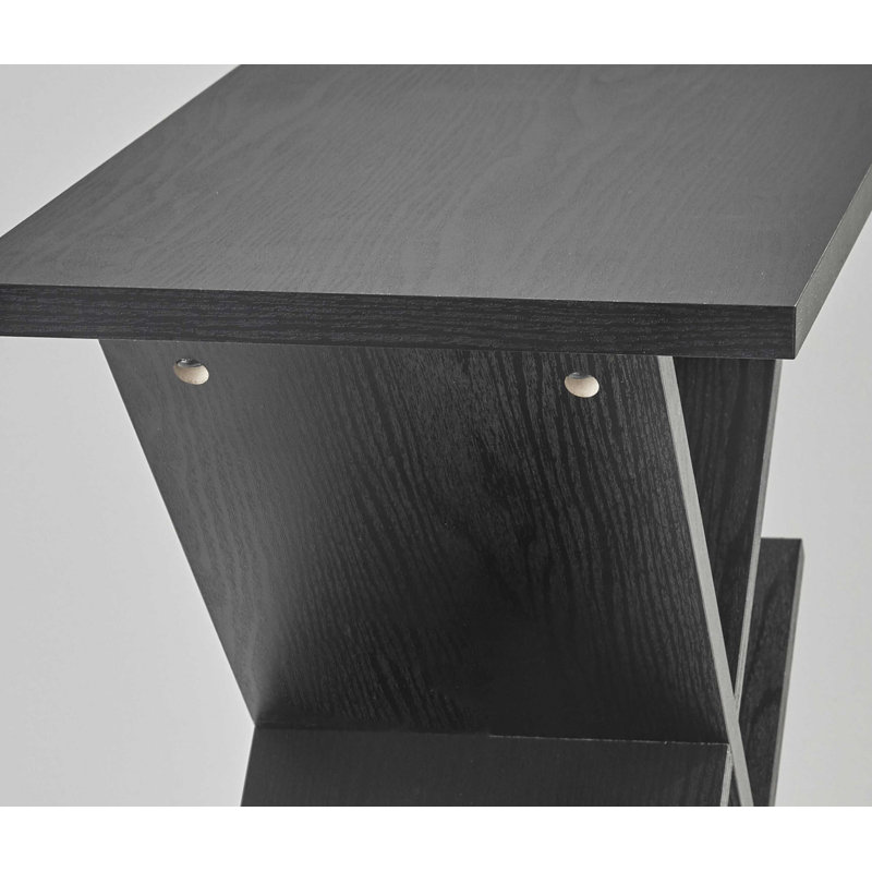 Black Wood and Metal Rectangular Accent Table
