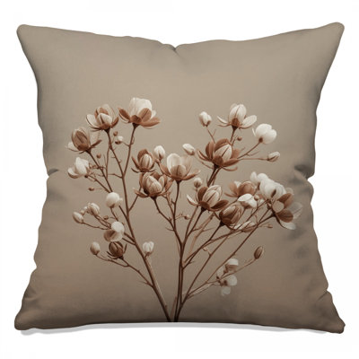 Beige Magnolia Flowers Double Sided Throw Pillows
