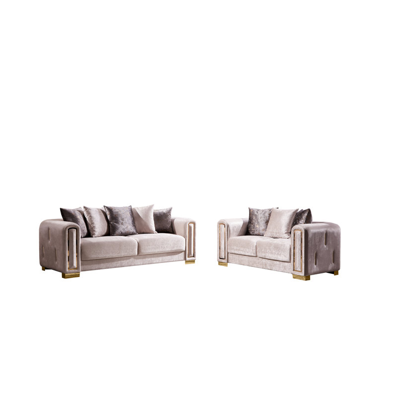 Foehr 2 - Piece Velvet Living Room Set, Beige Velvet