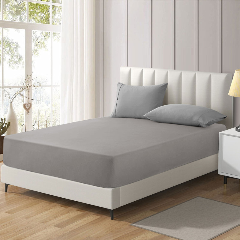 Brushed Microfiber 40cm Deep Fitted Bed Sheet, Kingsize (5'), Grey