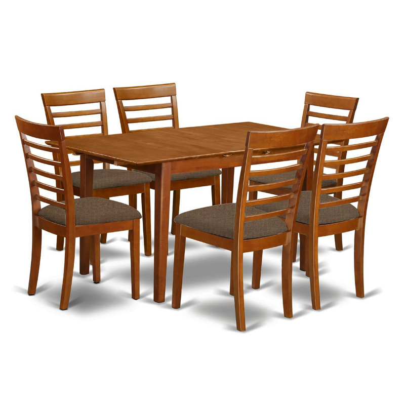 Ensemble de table de salle à manger 7 pièces 7 pièces Modern, Brun selle