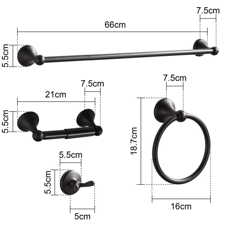 8 - Piece Bathroom Hardware Set, Matte Black