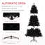 Arbre à ornements de 6 pi de hauteur, 1000 pointes de branches, ouverture automatique, base en acier, noir, pour décoration de bureau à domicile