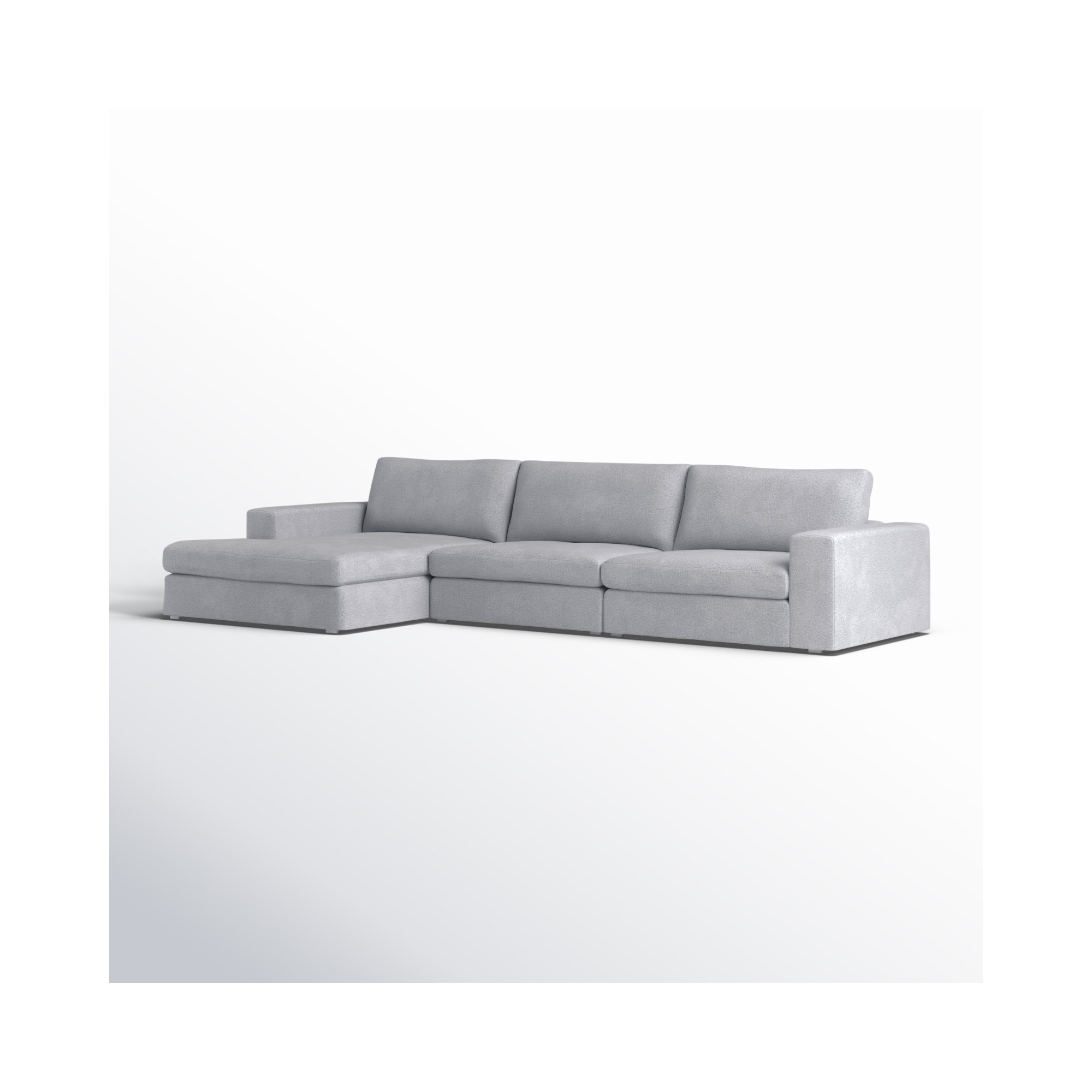Ojai 3 - Piece Upholstered Sectional, Light Gray Chenille, Left Hand Facing