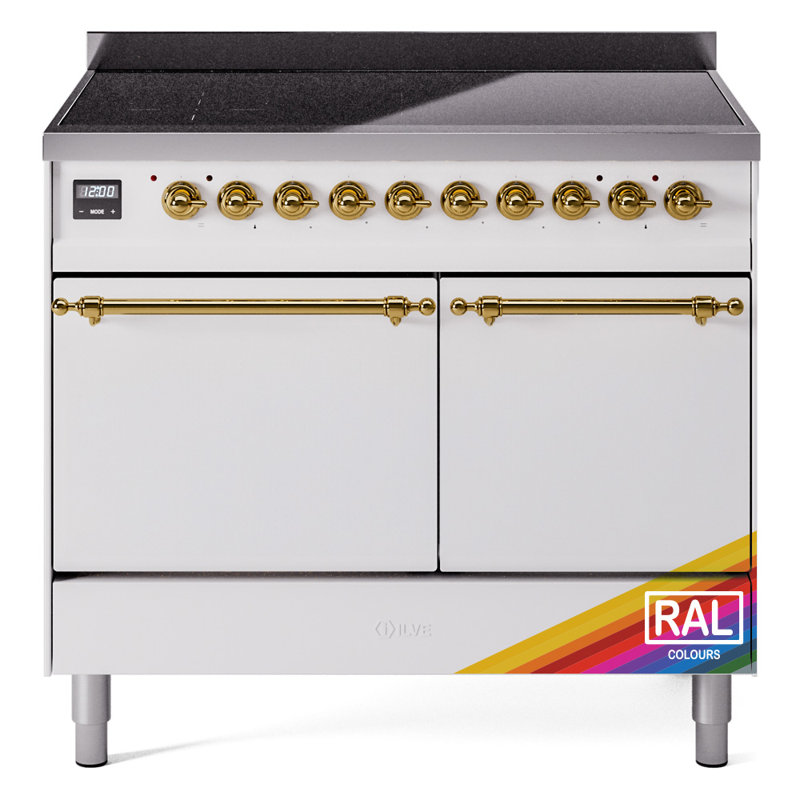 ILVE Nostalgie II Series 40 inch Induction Range with 6 Induction Elements (Solid Door), RAL/Brass