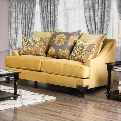 Viscontti 71" Velvet Recessed Arm Loveseat