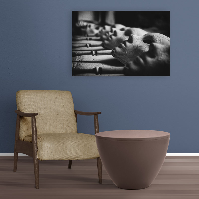 Mysterious Clay Faces Gothic Abstract Contemporary Architecture Wall Art Print by Roswitha Schleicher-Schwarz - Print