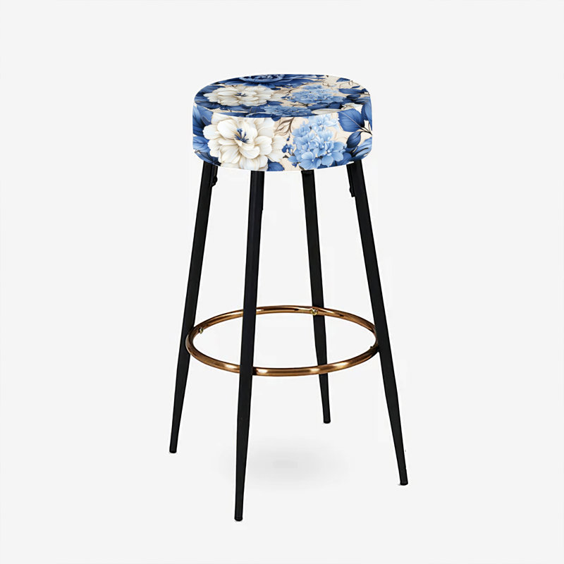 Cobalt Blue Foliage Victorian Pattern - Floral Bar Stools Set Of 2