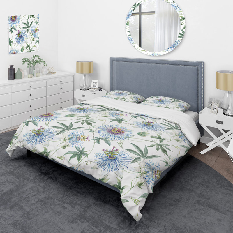 Ensemble de housse de couette en microfibre bleu / vert 3 pièces