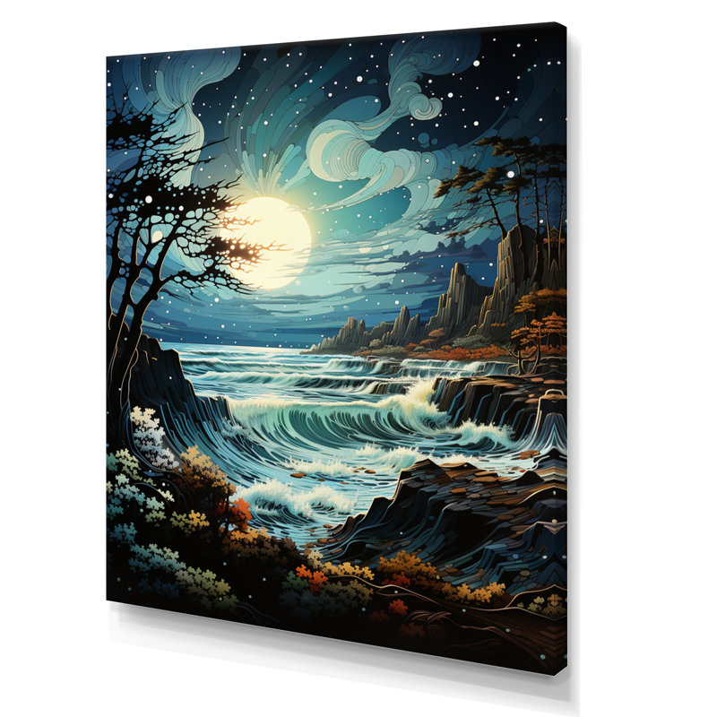Batul bleu sarcelle gris océan côtier Serenade pastorale I - reproduction sur toile, H 32 po x l 16 po x P 1 po, Toile tendue