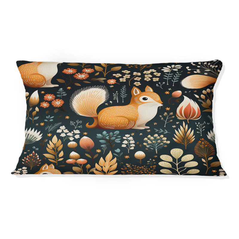 Squirrel Delight - Coussin décoratif Abstrait corail multicolore - Coussin