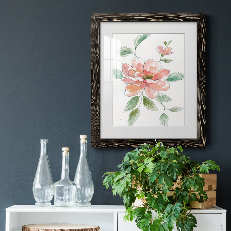 Peony Contour - Peinture encadrée, Noir, H 24 po x l 18 po x P 1,5 po