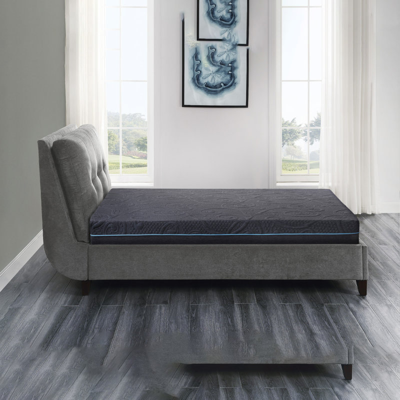 Matelas hybride en mousse viscoélastique imprégnée de gel 8 po, gris foncé, matelas dans une boîte, matelas ferme et confortable