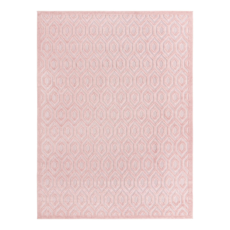Tapis intérieur / extérieur rose Hearon, Rectangle 9 pi x 12 pi