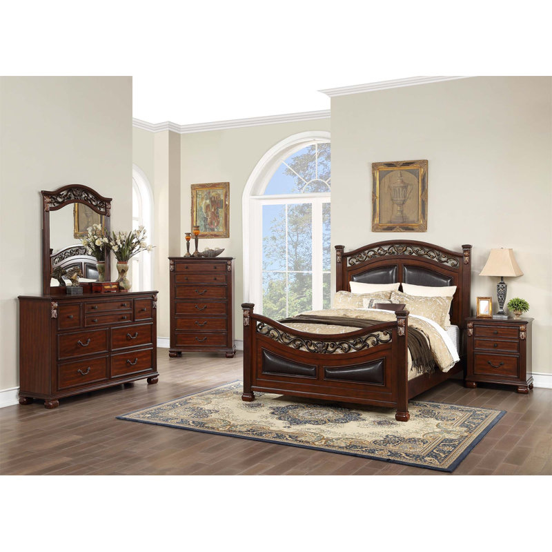Table de chevet traditionnelle en bois avec tiroirs, finition cerisier élégante, parfaite pour le rangement et le style de la chambre à coucher