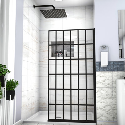 Porte de douche 38 po x 72 po en noir mat - panneau simple, salle de bain moderne essentielle fixe l 38 po x H 72 po