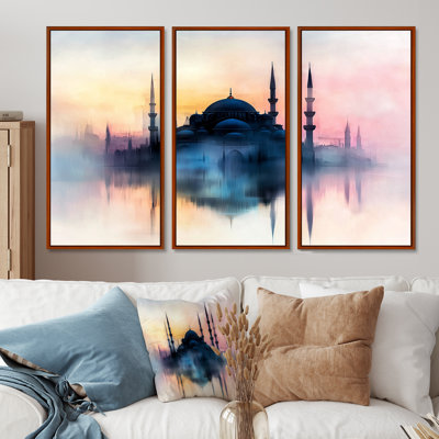 Mosque At Dawn Istanbul Turkey III - Islam Landscape Wall Art Print Set