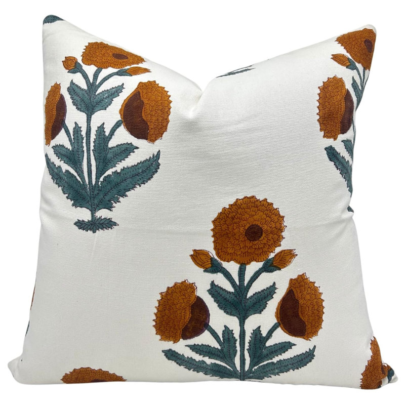 Housse de coussin en coton à motif bohémien Fab Divine, Jaune, H 22 po x l 22 po