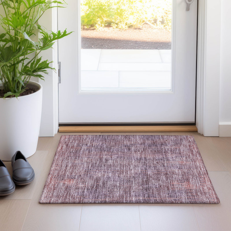 Premium Machine Washable Prisco Mauve Rug, Rectangle 1'8" x 2'6"