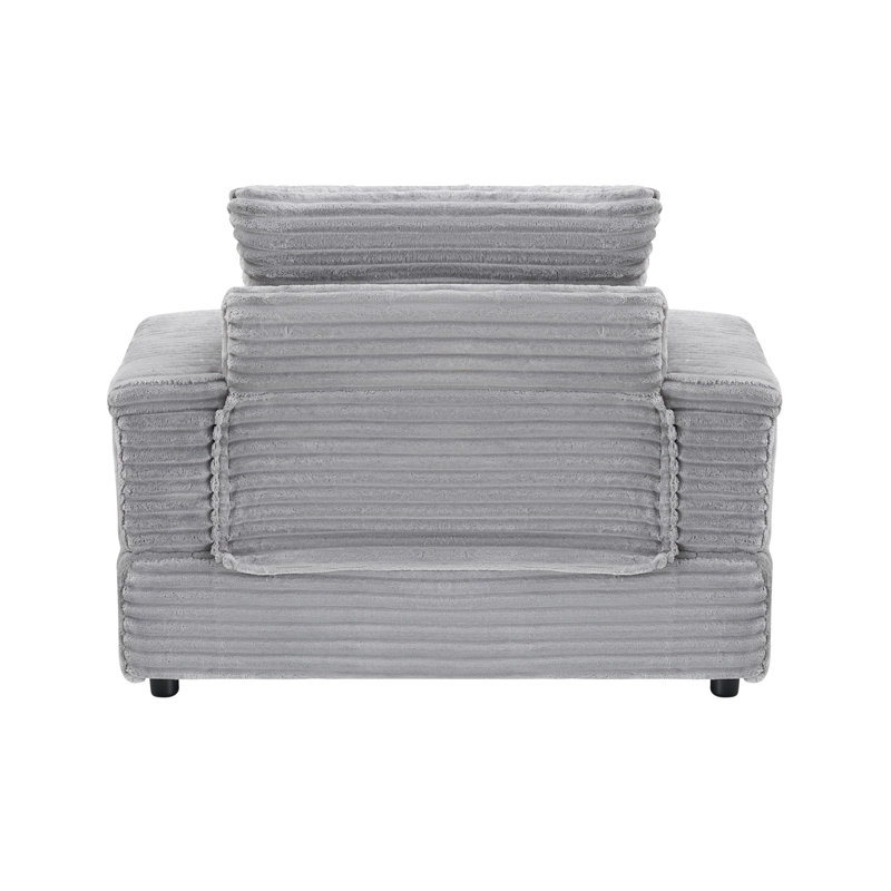 Canapé confortable en velours côtelé gris, design contemporain pour la maison ou le bureau